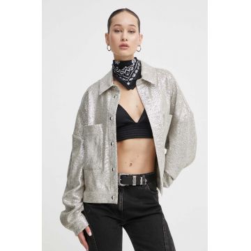IRO geacă cu aspect de cămașă culoarea argintiu, de tranzitie, oversize