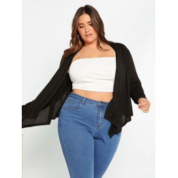 Jacheta oversized, cu maneca lunga, negru, dama, Shein