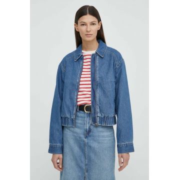 Levi's geacă din denim femei, culoarea bleumarin, de tranziție
