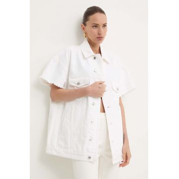 MICHAEL Michael Kors geacă din denim din bumbac culoarea alb, de tranziție, oversized