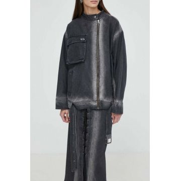 Résumé geacă din denim AdrianRS Jacket femei, culoarea negru, de tranziție, 20911136
