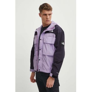 The North Face geaca barbati, culoarea violet, de tranzitie, oversize, NF0A879GVIB1