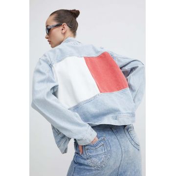 Tommy Jeans geacă din denim femei, de tranziție, oversize, DW0DW18331