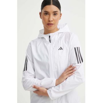 adidas Performance jachetă de alergare Own The Run Base culoarea alb, de tranzitie, IK7445