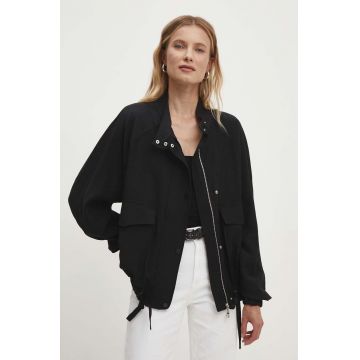 Answear Lab geaca femei, culoarea negru, de tranzitie, oversize