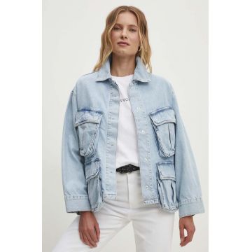 Answear Lab geacă din denim femei, de tranziție, oversized