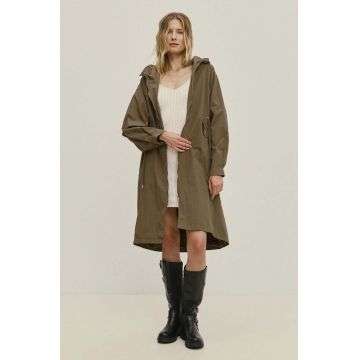 Answear Lab hanorac femei, culoarea bej, de tranzitie, oversize