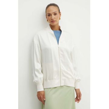 BOSS geaca bomber femei, culoarea bej, de tranzitie, 50521346