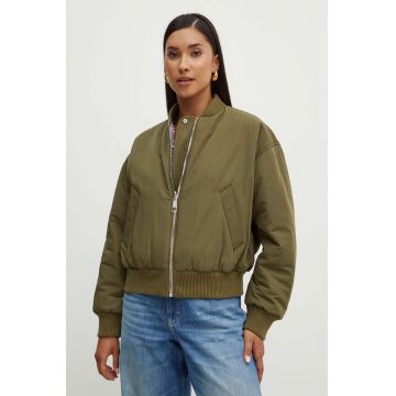 Boss Orange geaca bomber cu doua fete femei, culoarea verde, de iarna, oversize, 50521621