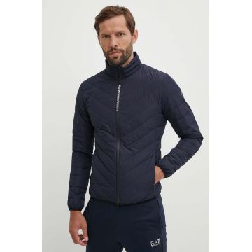 EA7 Emporio Armani geaca de puf barbati, culoarea albastru marin, de tranzitie, PNE1Z.8NPB13