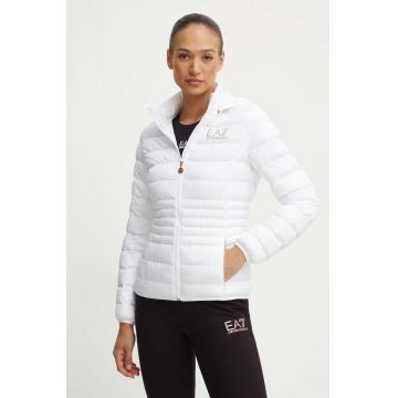 EA7 Emporio Armani geaca femei, culoarea alb, de tranzitie, TNF8Z.8NTB23