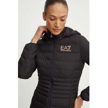 EA7 Emporio Armani geaca femei, culoarea negru, de tranzitie, TNF8Z.8NTB23