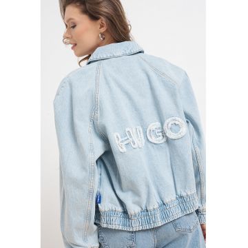 Jacheta de denim cu maneci raglan