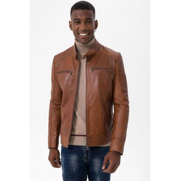 Jeremy Meeks - Jacheta de piele cu maneci raglan