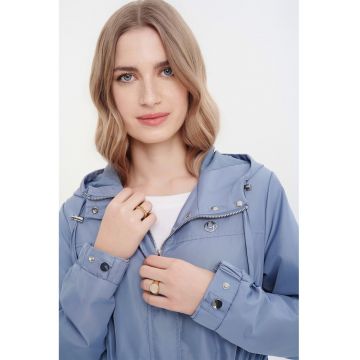 Jacheta parka cu gluga si snur in talie