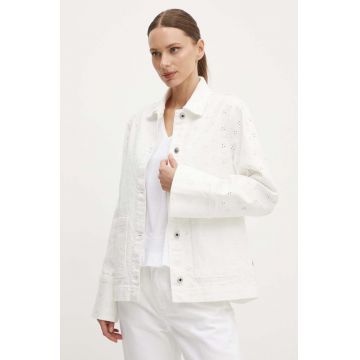 Pepe Jeans geacă din denim ANNY ANGLAISE femei, culoarea alb, de tranziție, PL402383