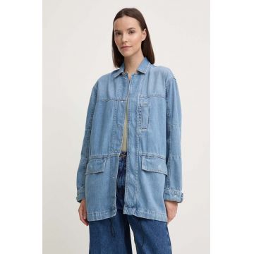 Pepe Jeans geaca jeans CLARENCE femei, de tranzitie, oversize, PL402413