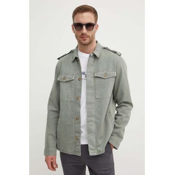Pepe Jeans geacă din denim EATON COLOUR FIELD JACKET bărbați, culoarea verde, de tranziție, PM403000