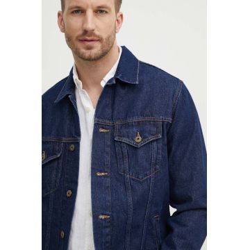 Pepe Jeans geacă din denim REGULAR JACKET bărbați, culoarea bleumarin, de tranziție, PM402715CU4