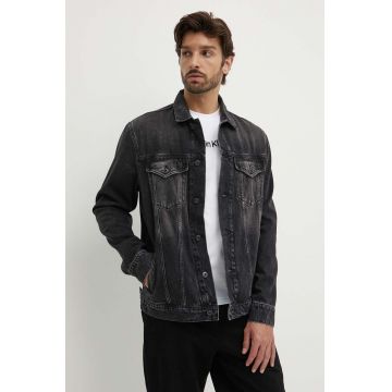 Pepe Jeans geacă din denim RELAXED JACKET bărbați, culoarea negru, de tranziție, PM402972XH7