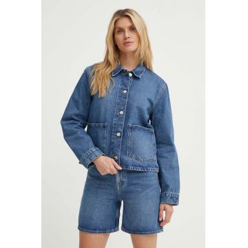Samsoe Samsoe geacă din denim SANADINA femei, de tranziție, oversized, F24100044