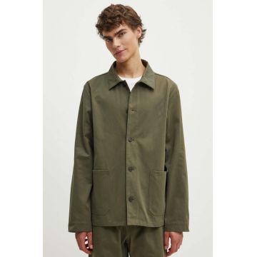 A.P.C. geaca veste kerlouan logo barbati, culoarea verde, de tranzitie, COGEW.H03205