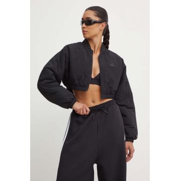 adidas geaca bomber City Escape femei, culoarea negru, de tranzitie, IV9779