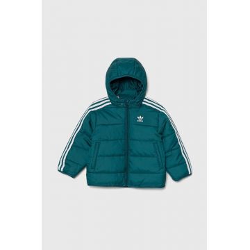 adidas Originals geaca copii PADDEDACKET culoarea verde, IY4810