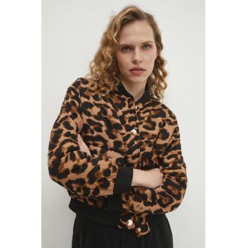 Answear Lab geaca bomber femei, culoarea maro, de tranzitie