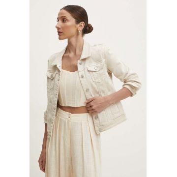 Answear Lab geaca jeans femei, culoarea bej, de tranzitie