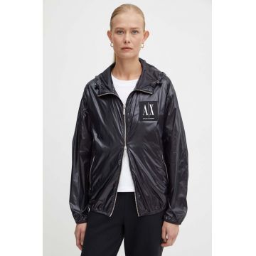 Armani Exchange geaca femei, culoarea negru, de tranzitie, oversize, 8NYB45 YNYNZ