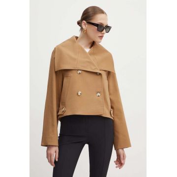 BOSS geaca femei, culoarea bej, de tranzitie, 50521829