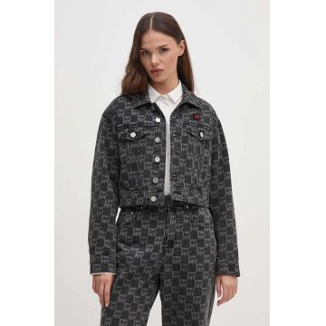 Dkny geacă din denim HEART OF NY femei, culoarea gri, de tranziție, D2B4A115