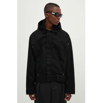 Heliot Emil geacă din denim bărbați, culoarea negru, de tranziție, M.02.121.BLK01