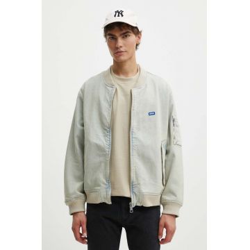 Hugo Blue jachetă bomber din denim de tranziție, 50516562