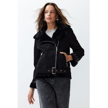 Jacheta biker de piele intoarsa ecologica