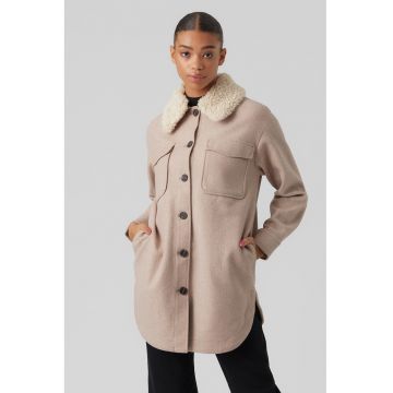 Jacheta cu guler de blana shearling sintetica