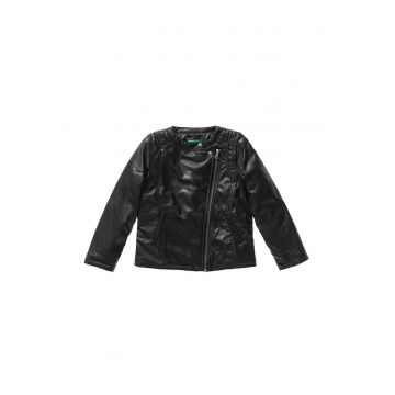 Jacheta neagra cu vatelina din piele sintetica