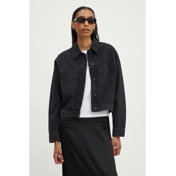 Marc O'Polo geaca jeans DENIM femei, culoarea negru, de tranzitie, 5000005090