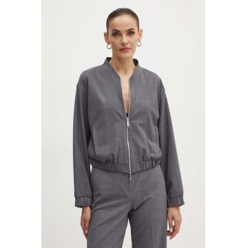 Marella geaca din amestec de lana culoarea gri, de tranzitie, oversize, 2423046024200