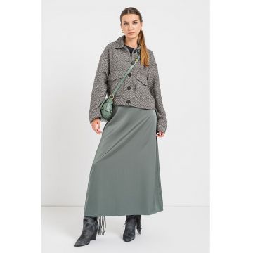 Jacheta-camasa cu model herringbone - Negru/Crem