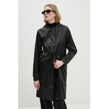 Rains hanorac String W Parka W3 femei, culoarea negru, de tranzitie, 18550-84