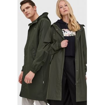 Rains geacă de ploaie 18140 Fishtail Parka culoarea verde, de tranziție 18140.03-Green