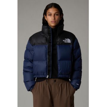 Geaca crop cu guler inalt