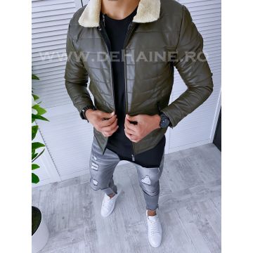 Geaca barbati kaki piele ecologica B2801 D1-4