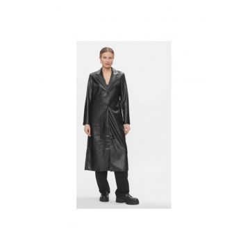 Palton dama -  303386375 - Piele Ecologica - Negru