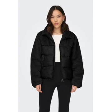 Geaca cu segmente din material fleece - Negru