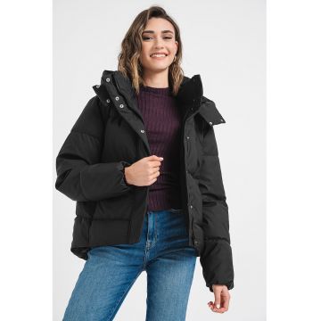 Geaca cu vatelina si gluga - Negru