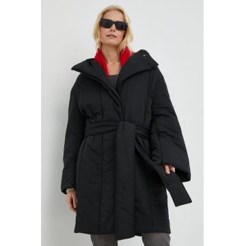 By Malene Birger geaca femei, culoarea negru, de tranzitie By Malene Birger geaca femei, culoarea negru, de tranzitie