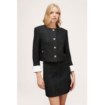 Jacheta crop cu nasturi - Alb/Negru